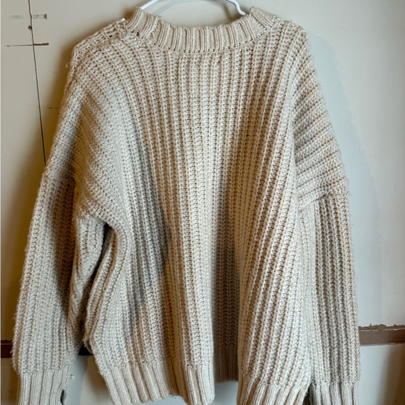 Aerie Beige Knit Crew Neck Sweater - Picture 6 of 9